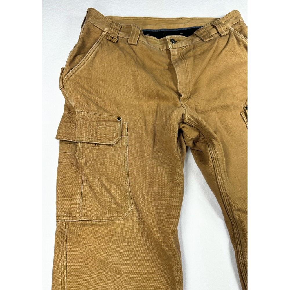 Duluth Trading Co Fleece Lined Tan Relaxed Fit Cargo Work Pants Brown Mens 38x32 - Picture 11 of 16